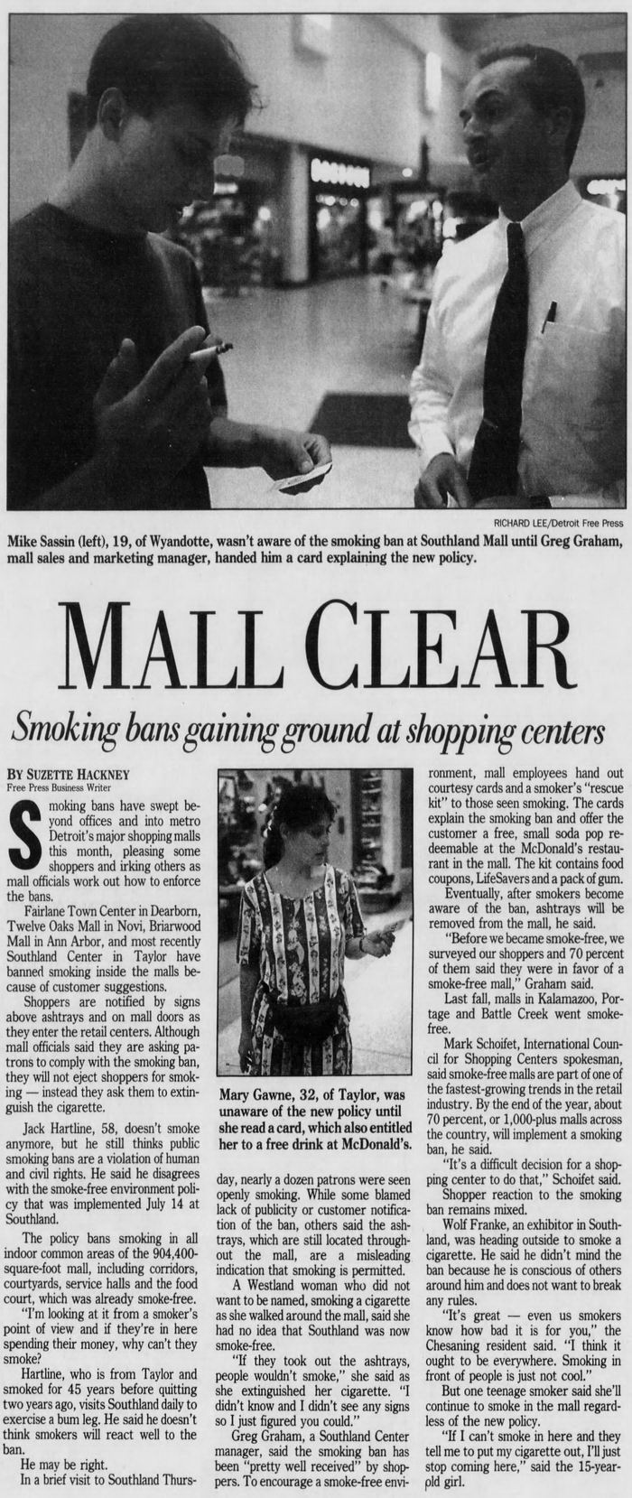 Southland Center - Smoking Ban Effect July 1994